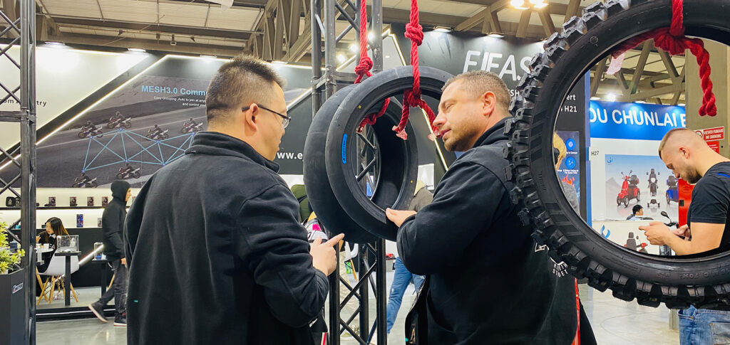 Kingtyre’s new motorcycle tire models displayed at the EICMA 2024 show in Milan