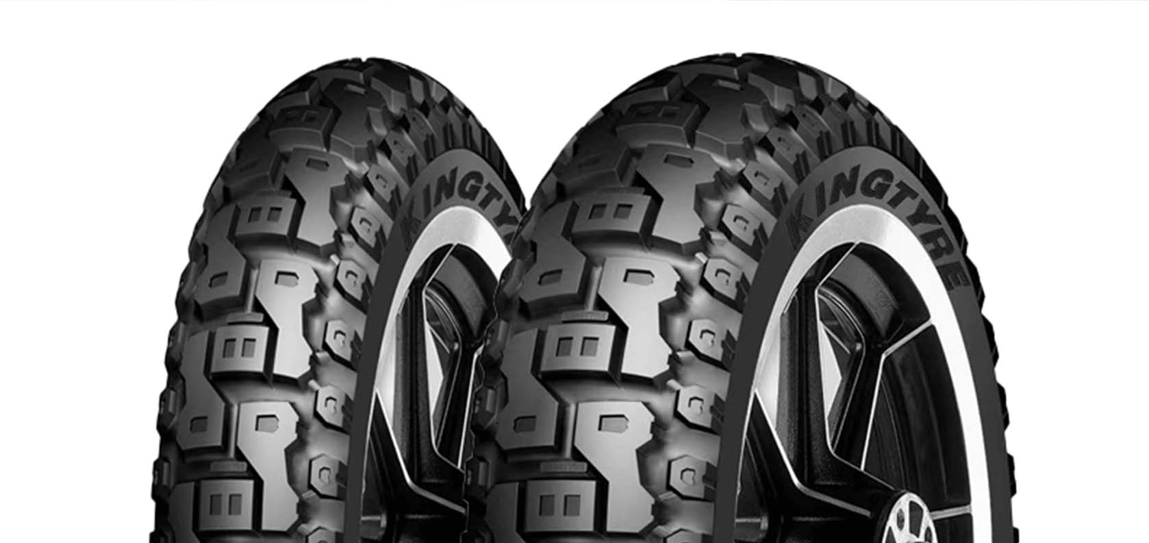 Close-up of Kingtyre K61 tread blocks with stepped shoulder sipes for 40/60 riding