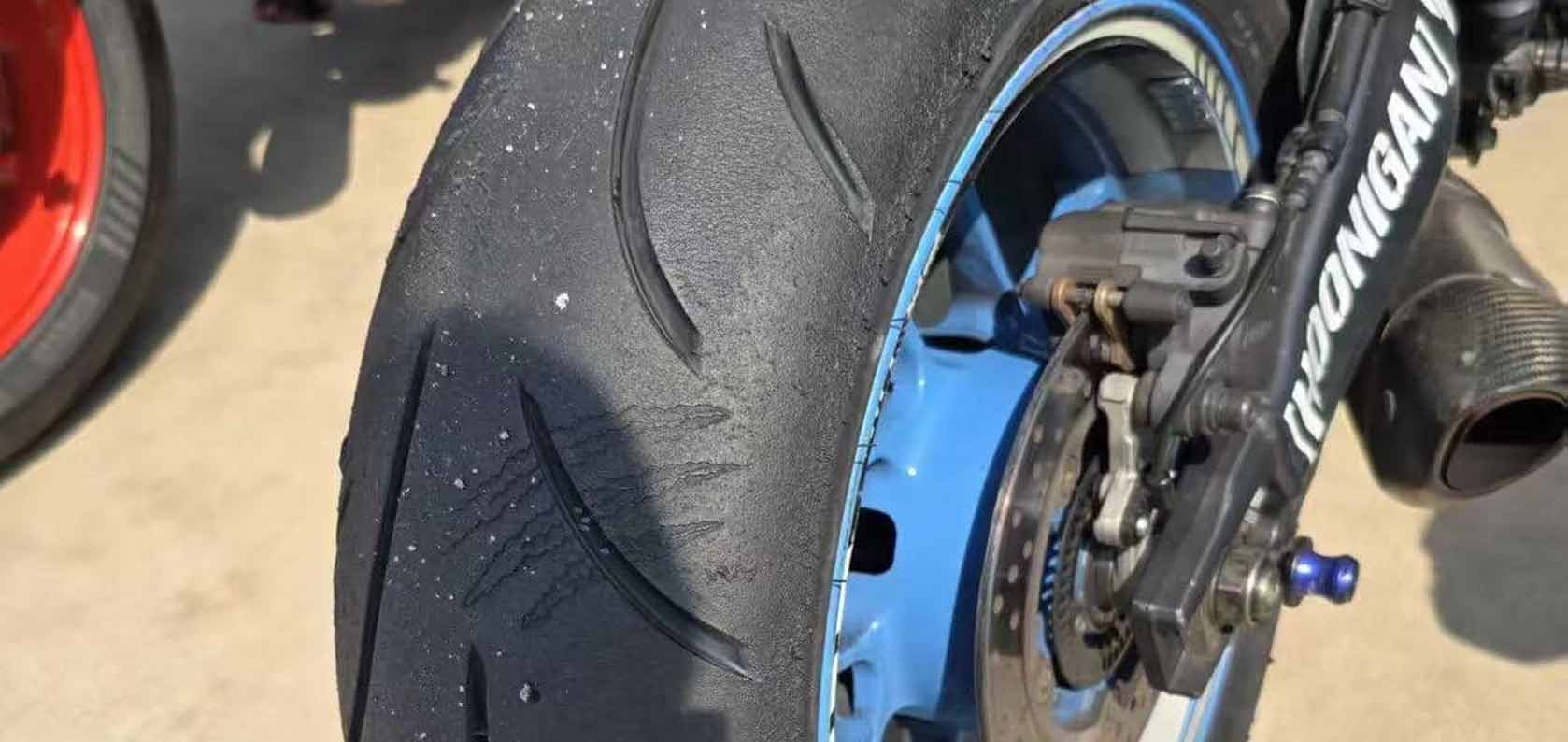Kingtyre K97 supermoto treaded racing tires on a race bike